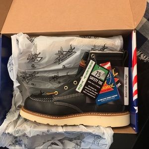 Thorogood Black Work Boots Steel Toe Men sz9 1/2